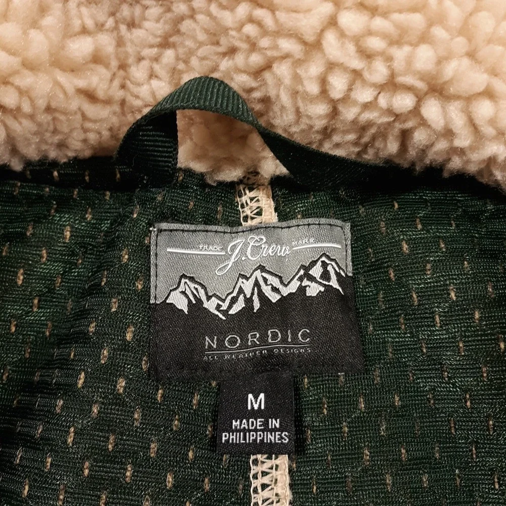 J.CREW Vest Mens Medium Nordic Sherpa Fleece Sweater Full Zip Beige Cozy - Picture 3 of 13
